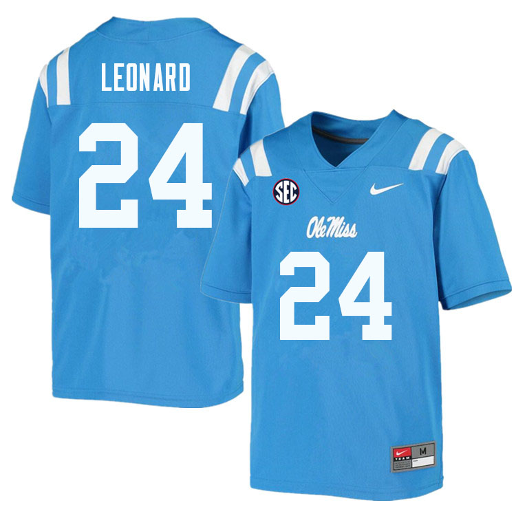Deane Leonard Ole Miss Rebels NCAA Men's Powder Blue #24 Stitched Limited College Football Jersey ZYJ6458AA
